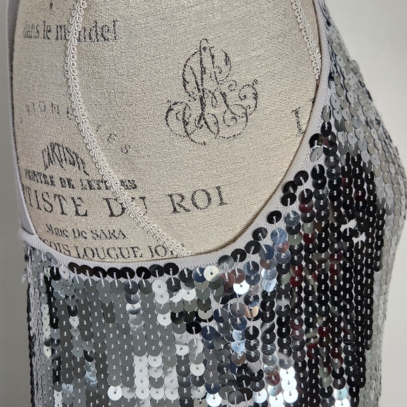 Vintage Silver Sequin Party Dress - Picture 7 of 11